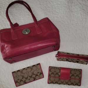 Coach pink leather purse
